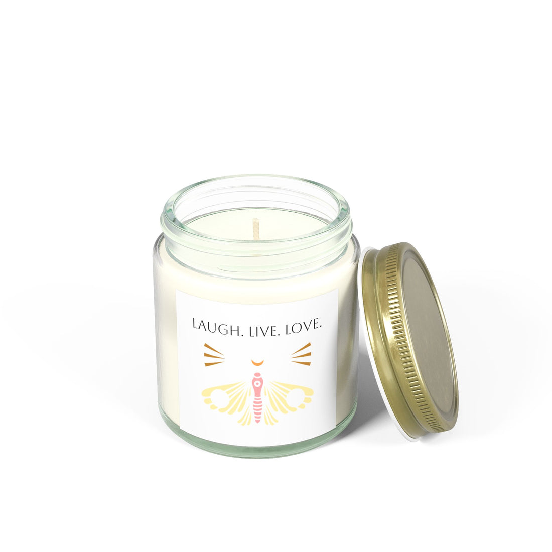 Laugh. Live. Love Scented Candles, Coconut Apricot Wax (4oz, 9oz)