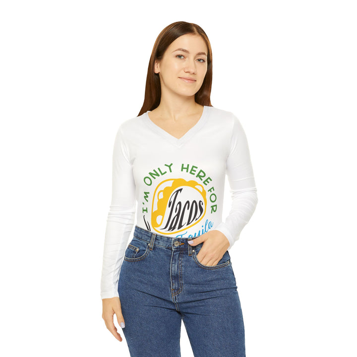 Long Sleeve V-neck Shirt - Tacos and Tequila Design