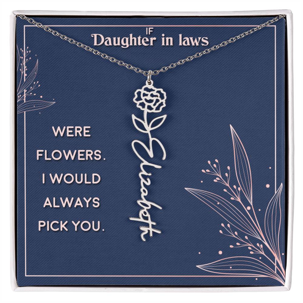 Flower Name Necklace Daughter In-Law