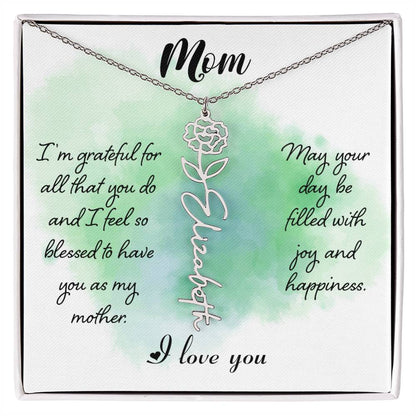 Flower Name Necklace - Mom