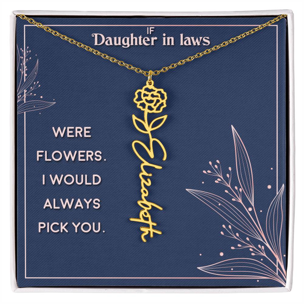 Flower Name Necklace Daughter In-Law