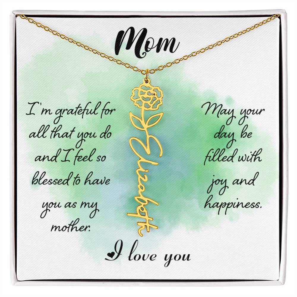 Flower Name Necklace - Mom