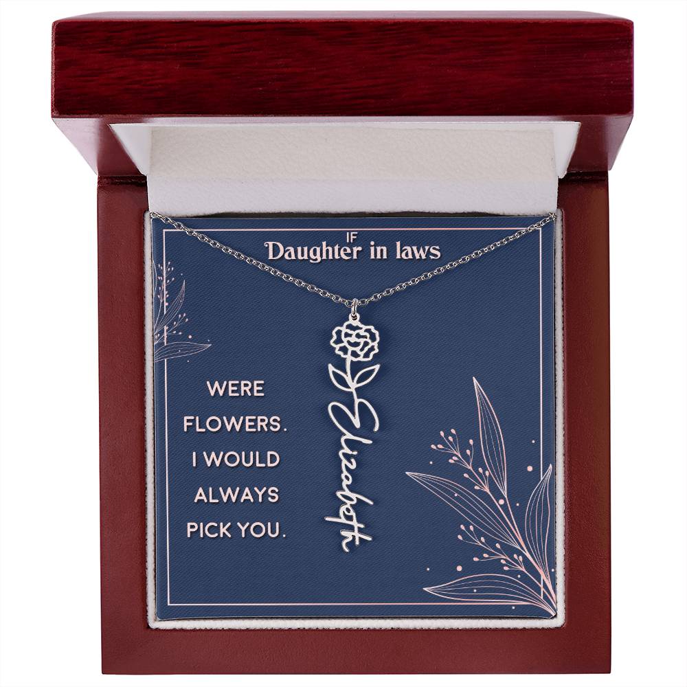 Flower Name Necklace Daughter In-Law