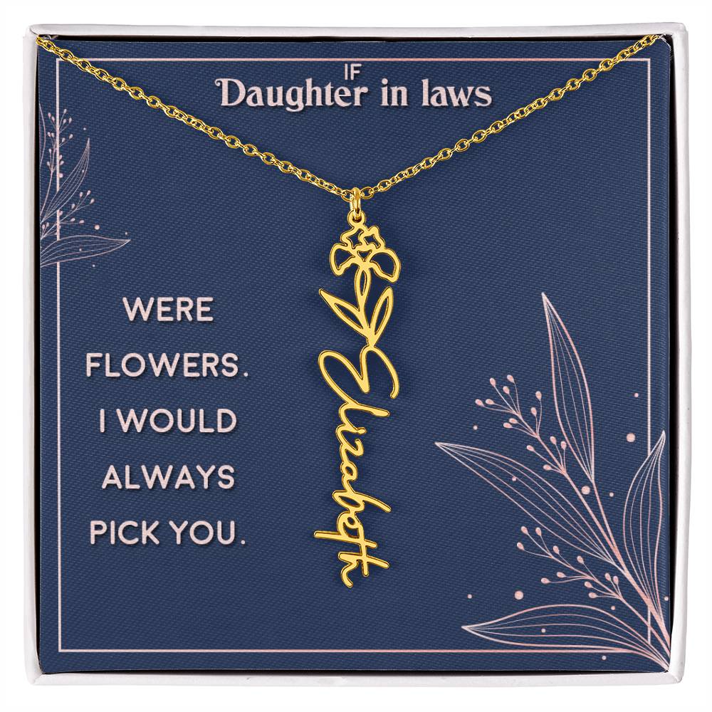 Flower Name Necklace Daughter In-Law