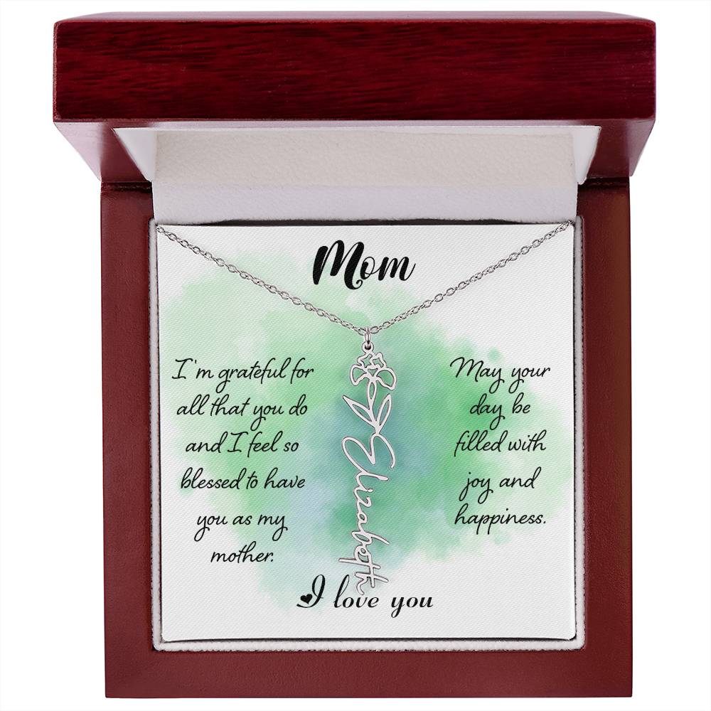 Flower Name Necklace - Mom