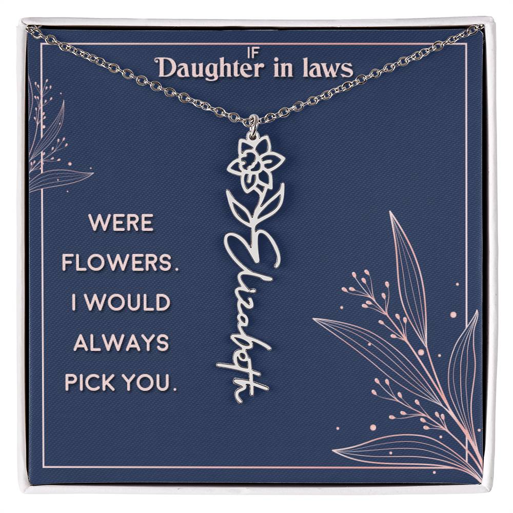 Flower Name Necklace Daughter In-Law