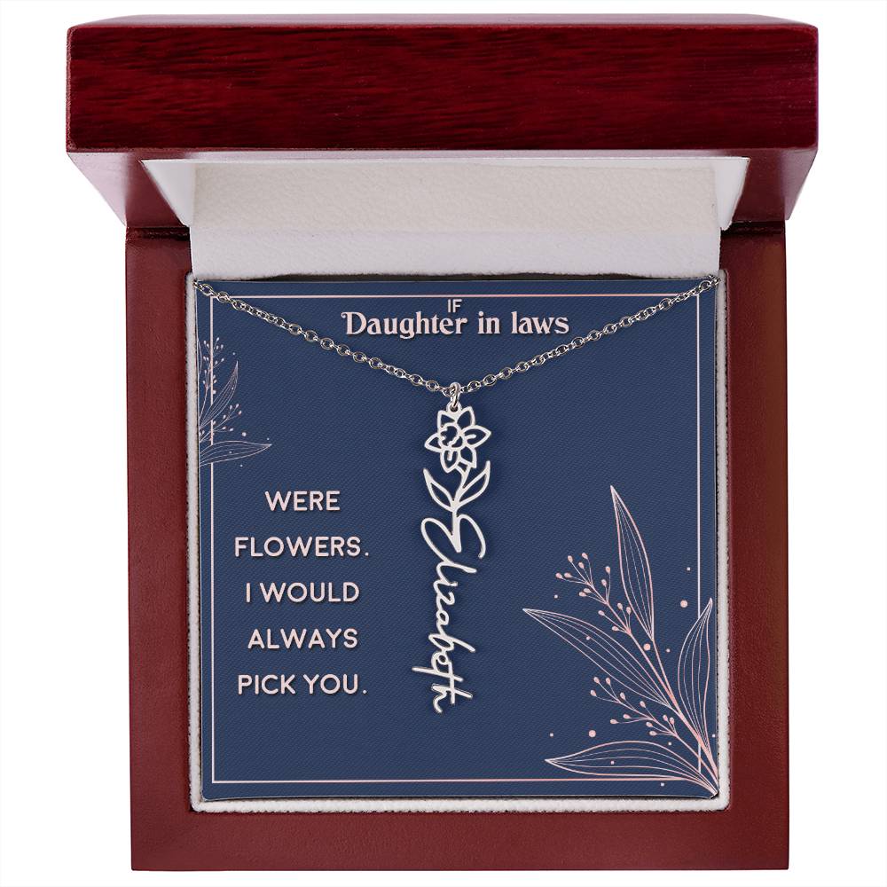 Flower Name Necklace Daughter In-Law