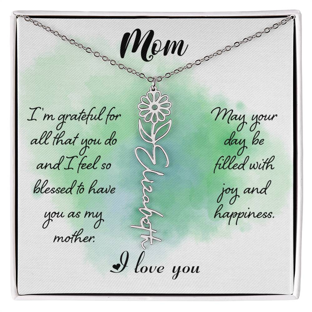 Flower Name Necklace - Mom