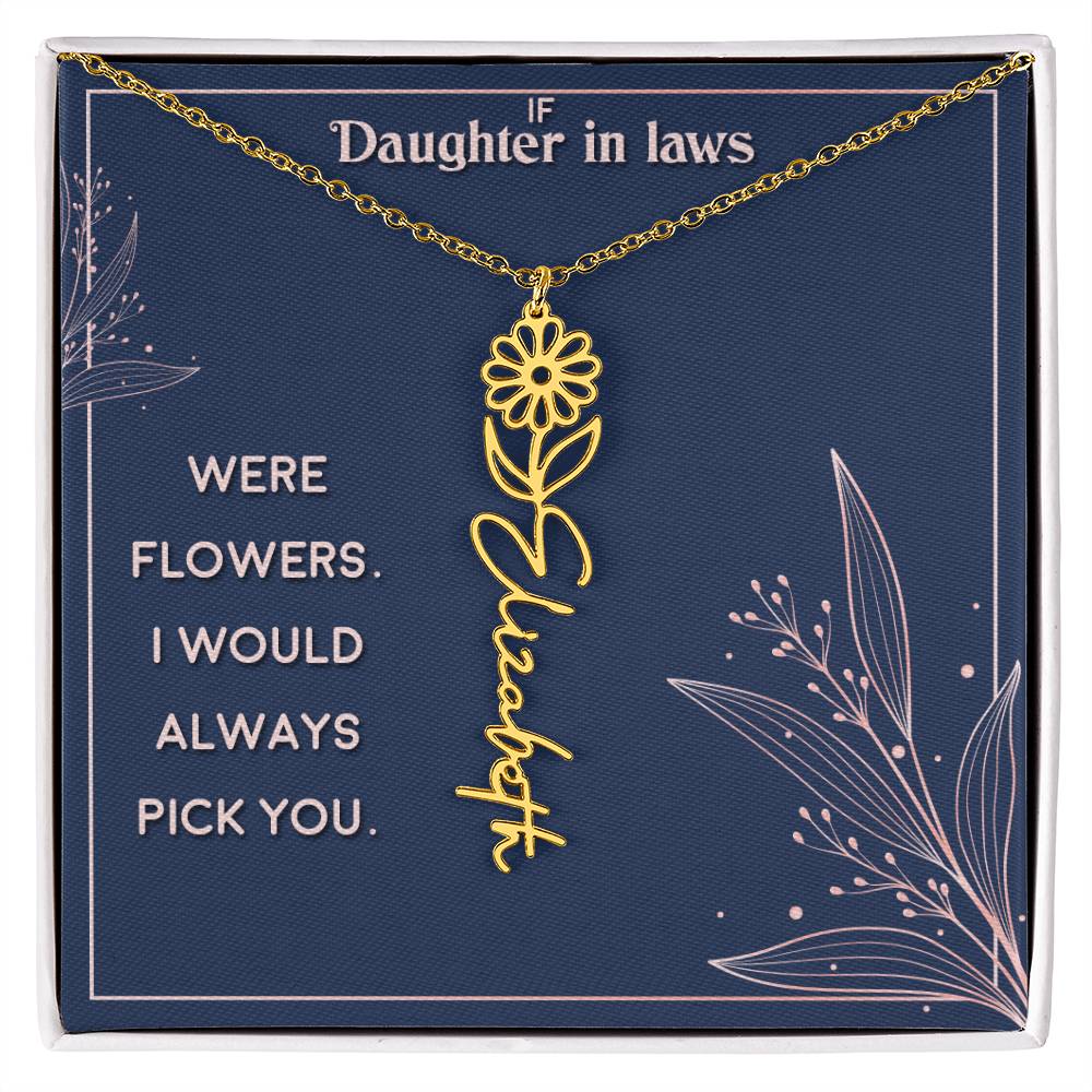 Flower Name Necklace Daughter In-Law