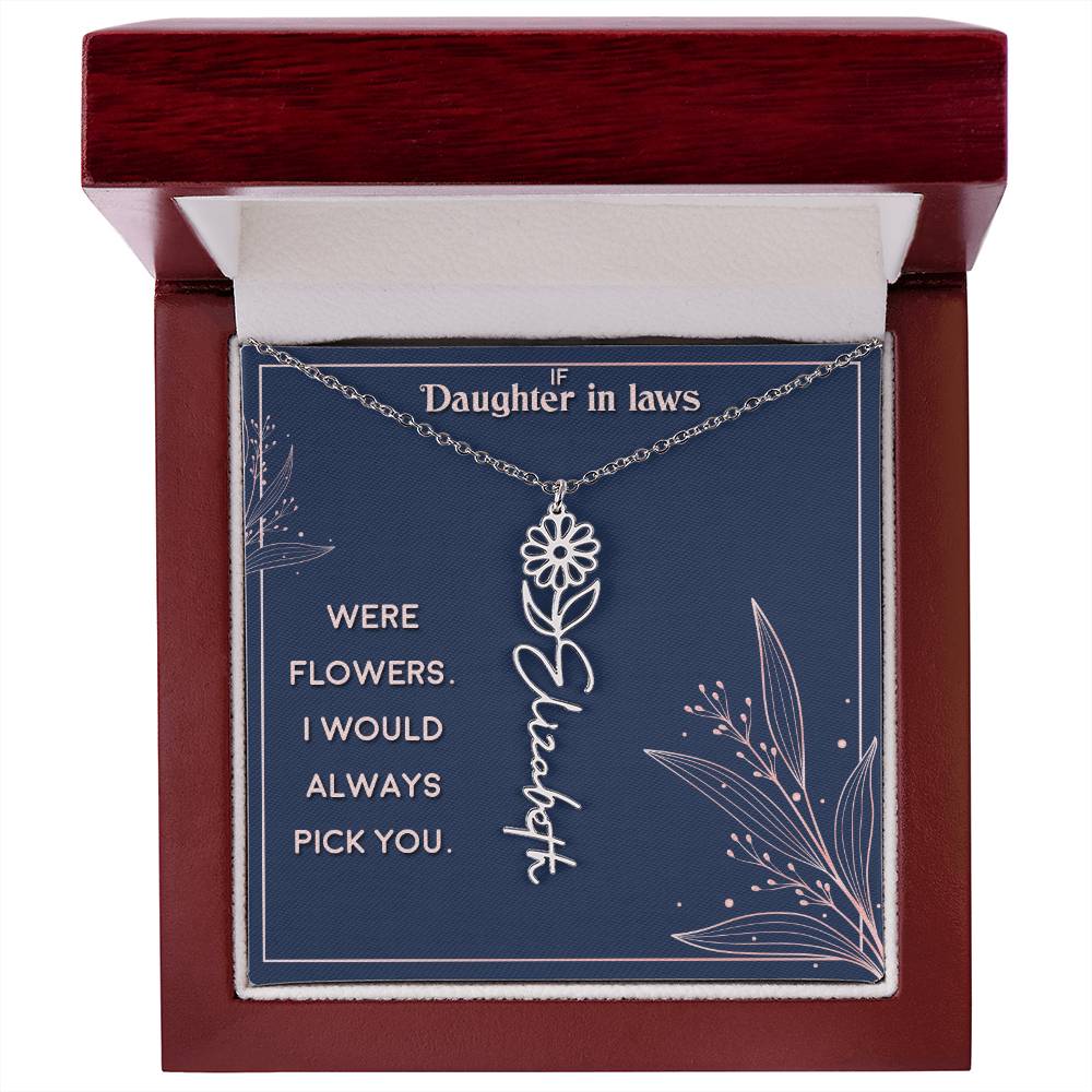 Flower Name Necklace Daughter In-Law