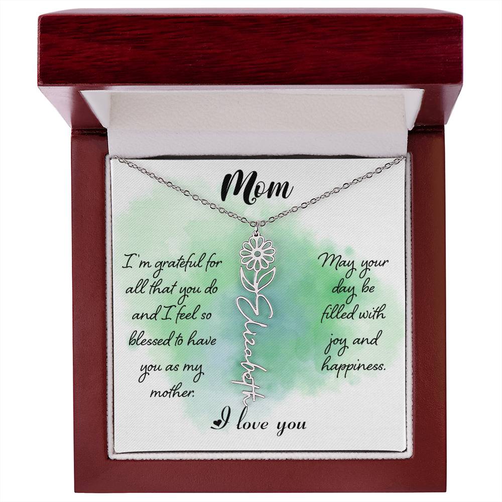 Flower Name Necklace - Mom