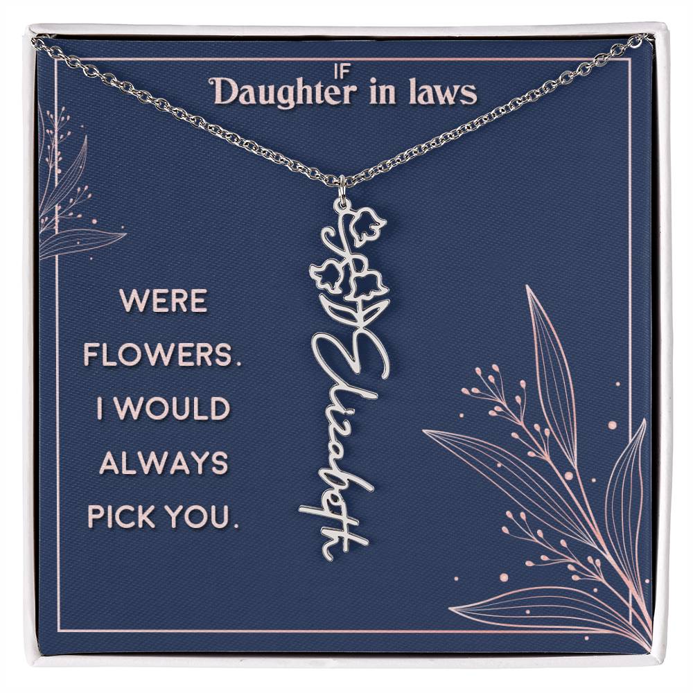 Flower Name Necklace Daughter In-Law