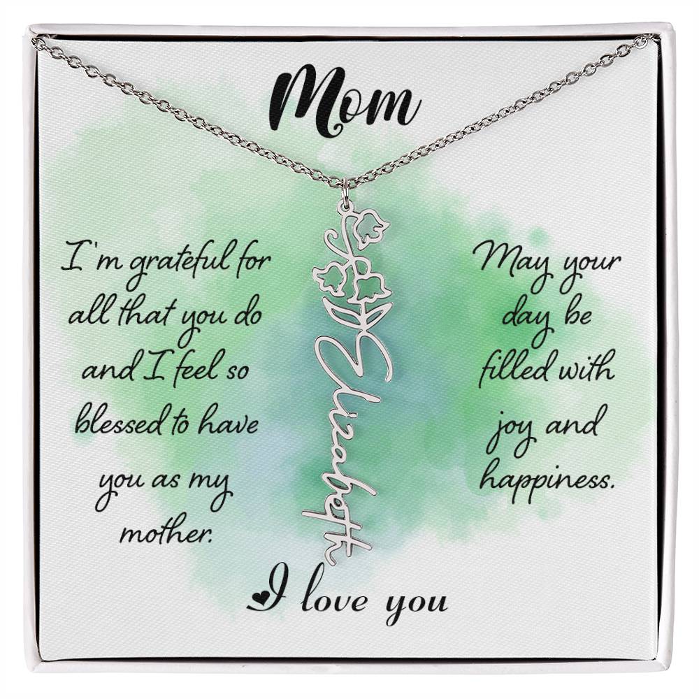 Flower Name Necklace - Mom