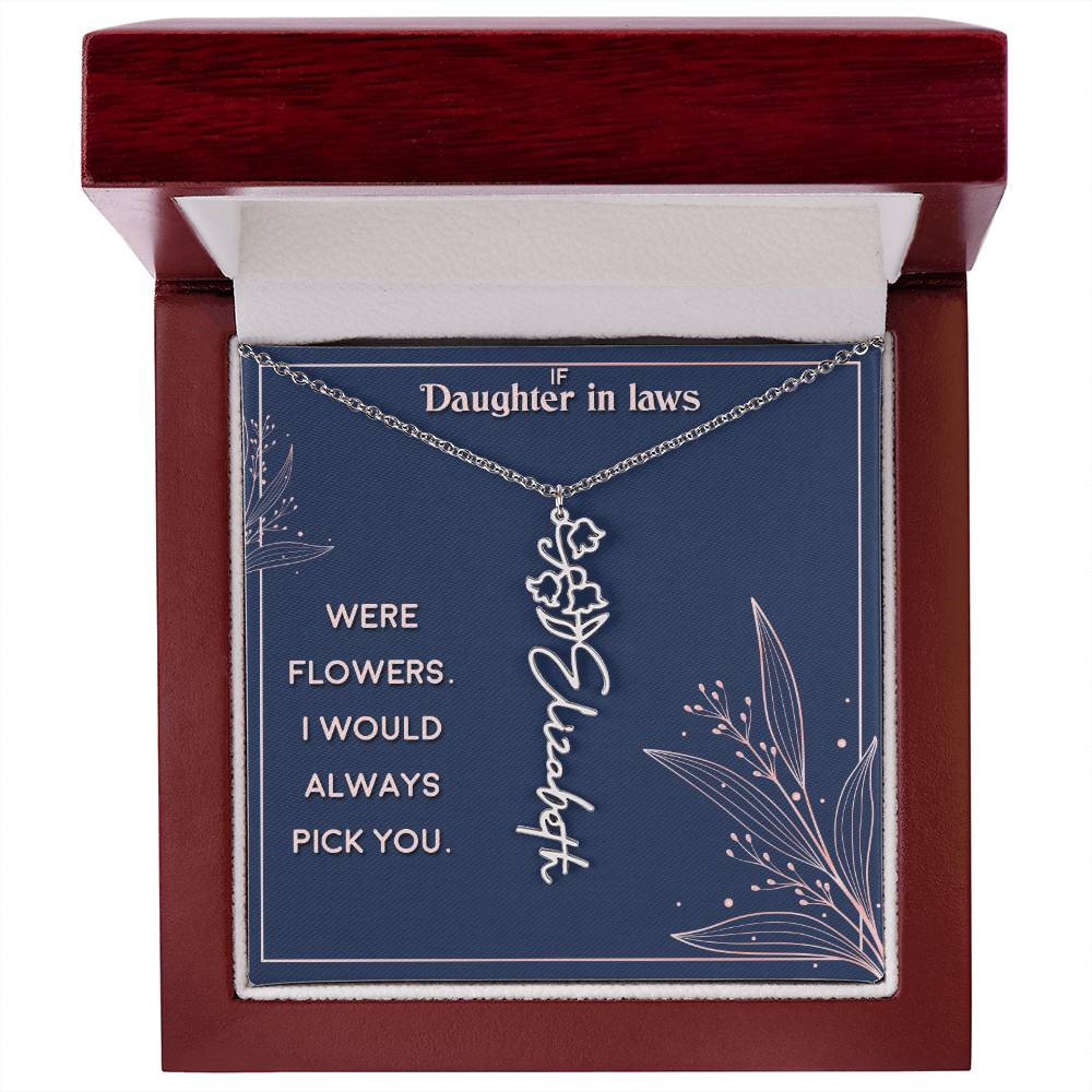 Flower Name Necklace Daughter In-Law