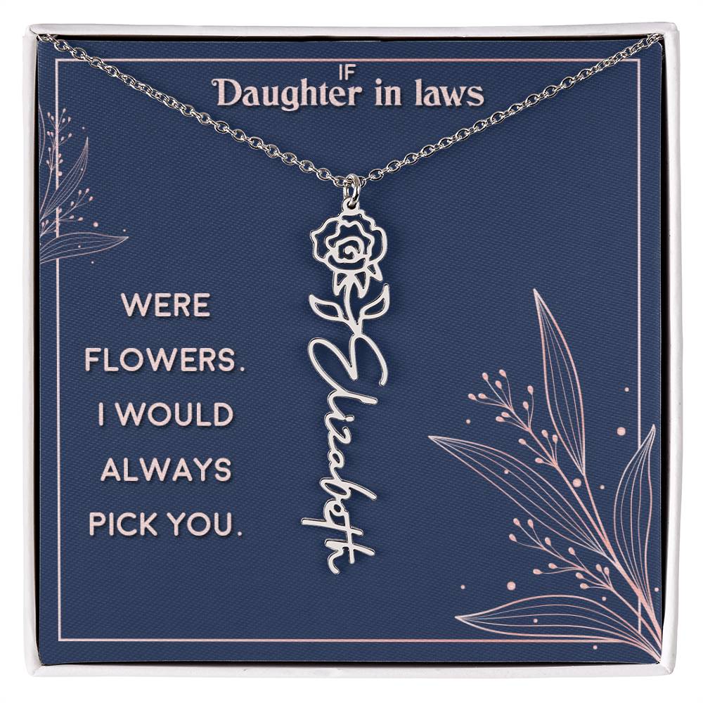 Flower Name Necklace Daughter In-Law