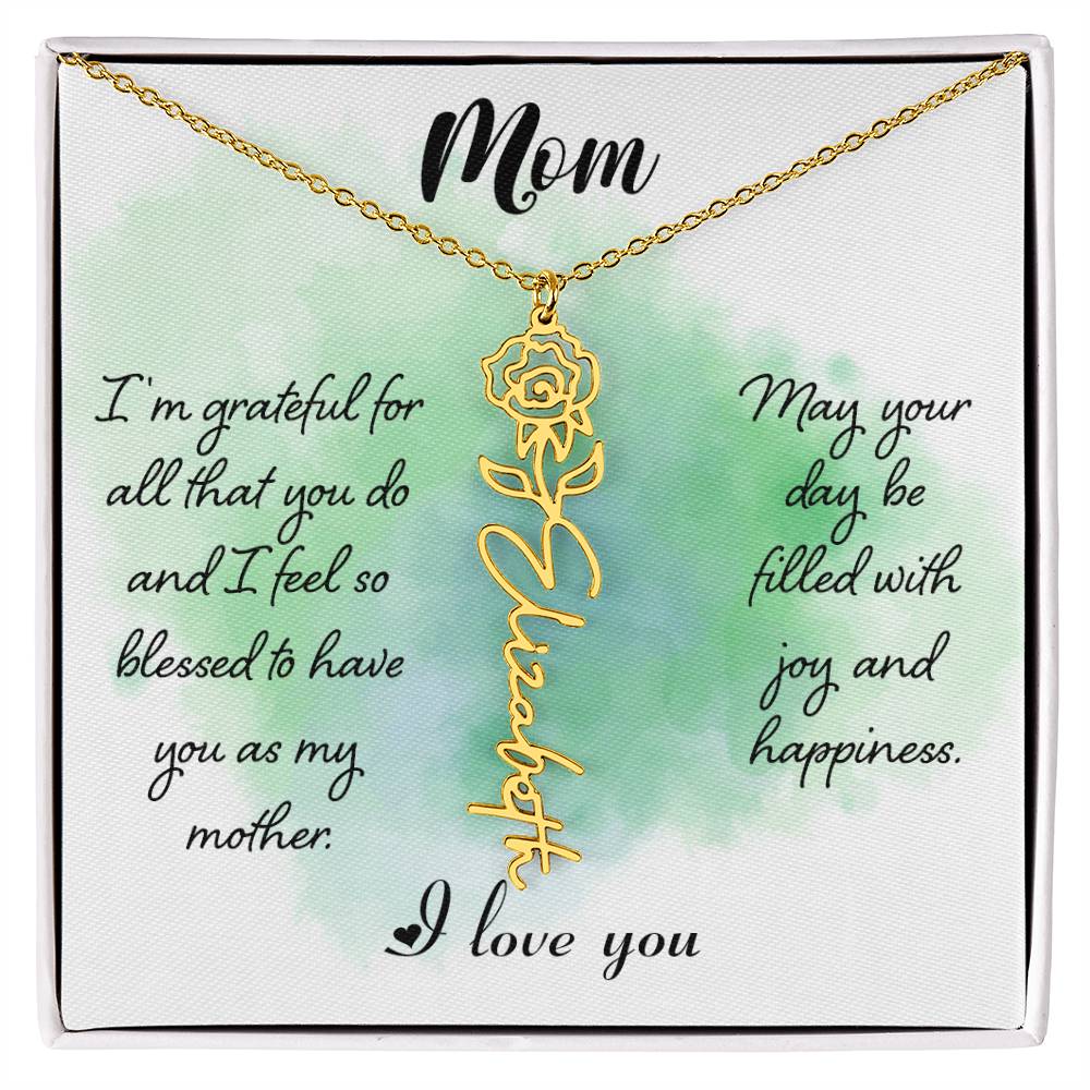 Flower Name Necklace - Mom