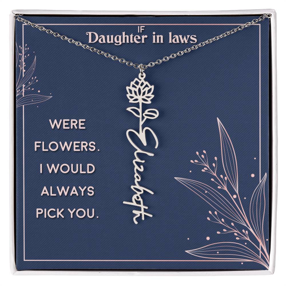 Flower Name Necklace Daughter In-Law