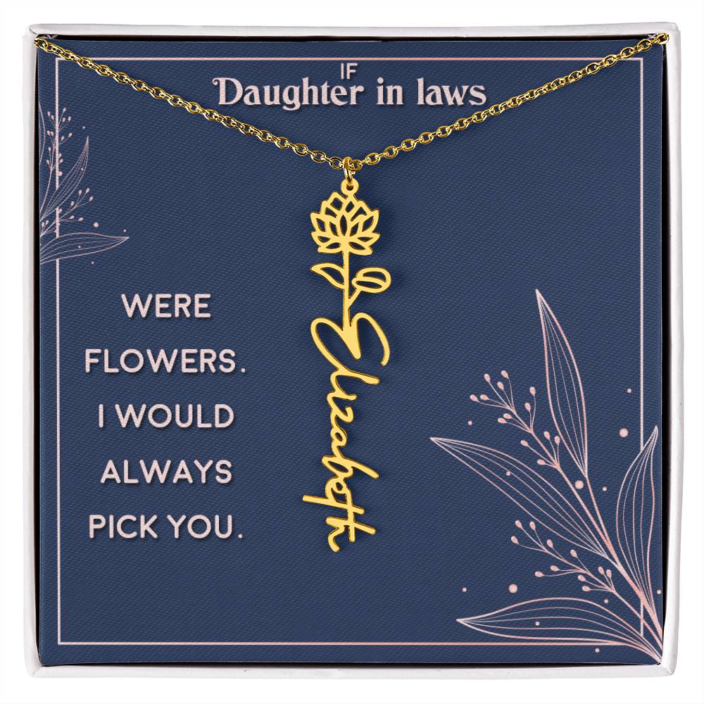 Flower Name Necklace Daughter In-Law