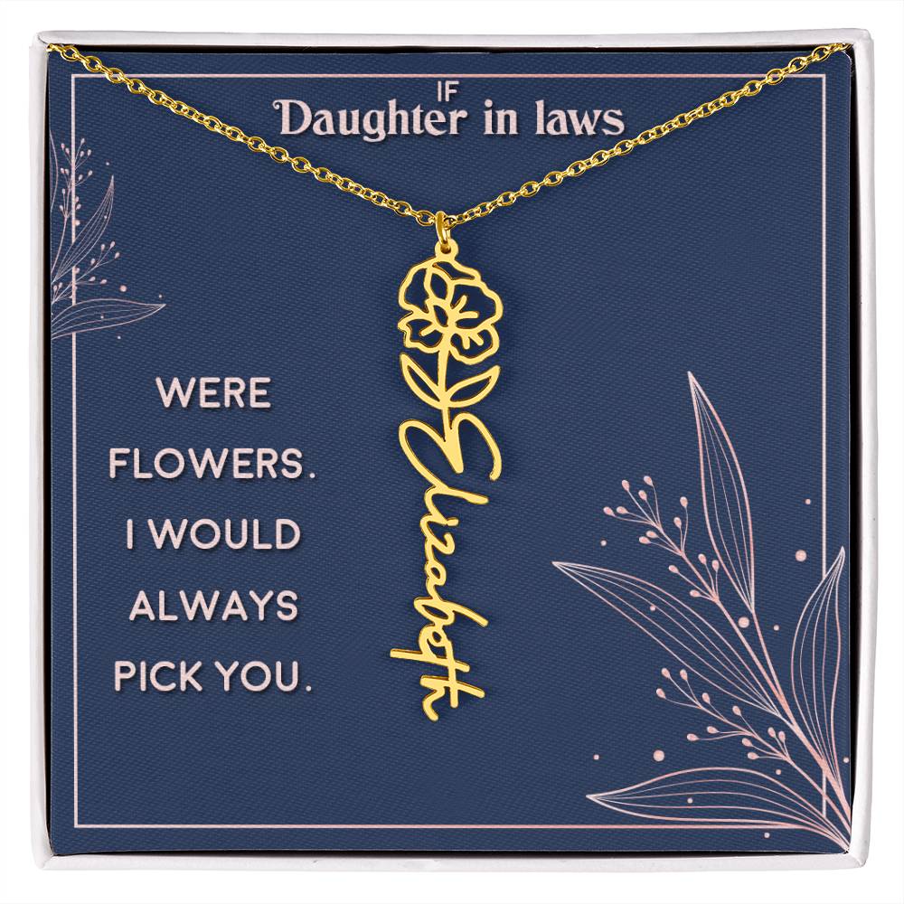 Flower Name Necklace Daughter In-Law