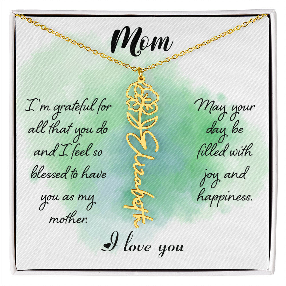 Flower Name Necklace - Mom