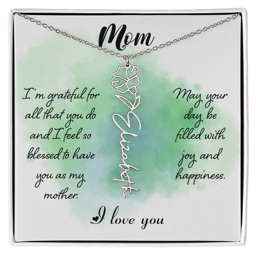 Flower Name Necklace - Mom