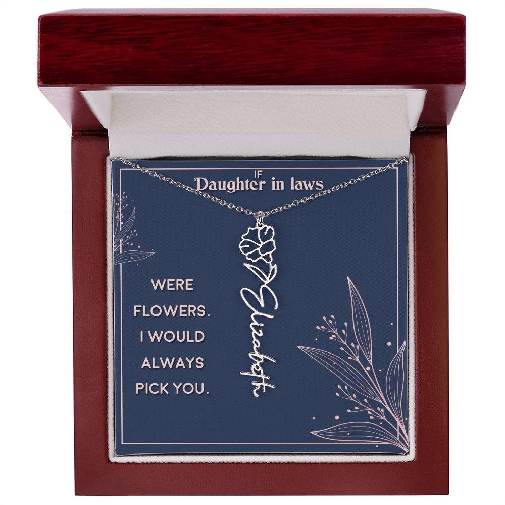 Flower Name Necklace Daughter In-Law