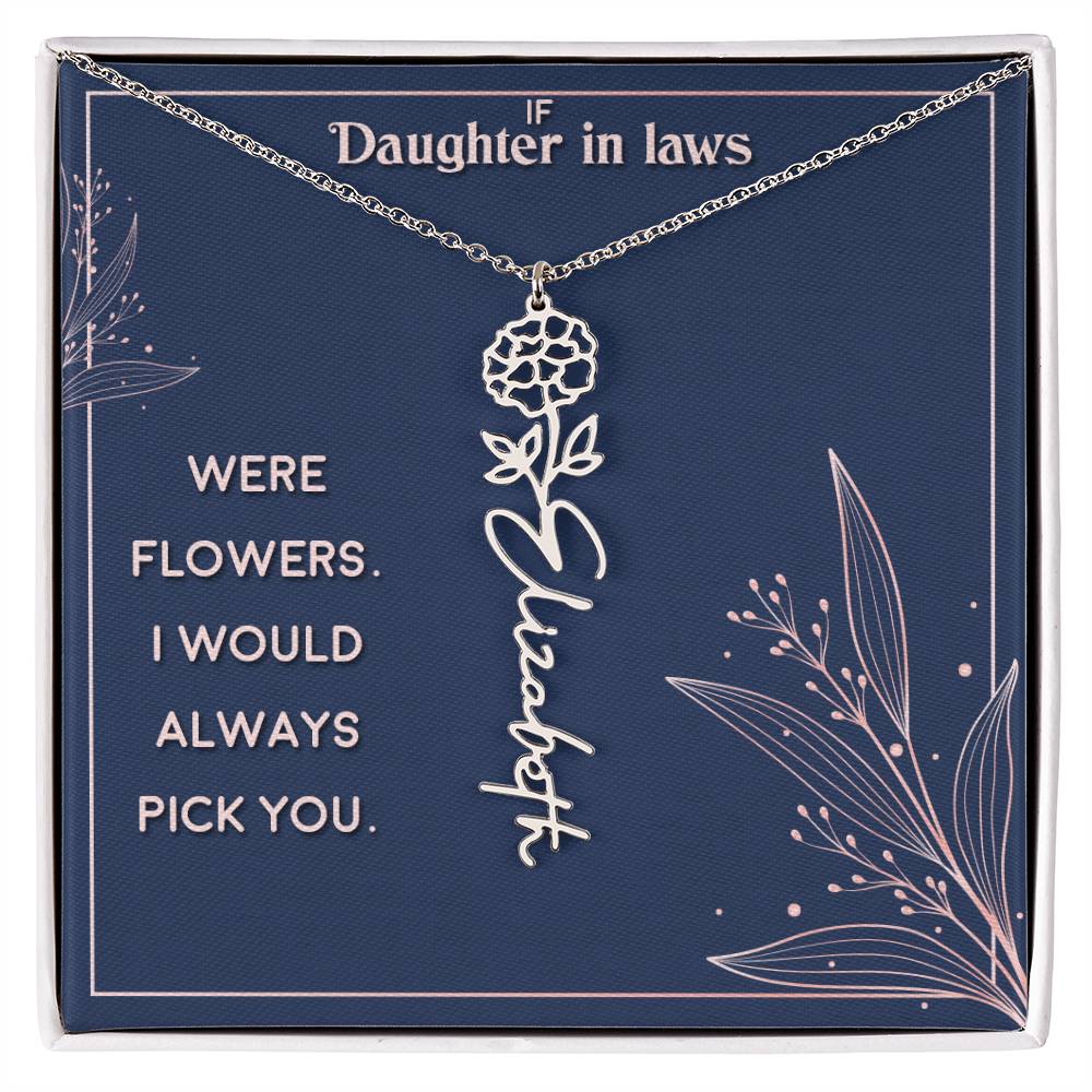 Flower Name Necklace Daughter In-Law