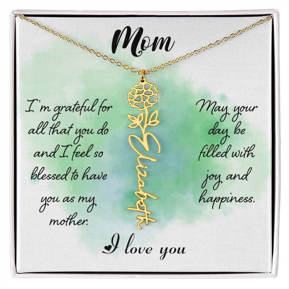 Flower Name Necklace - Mom