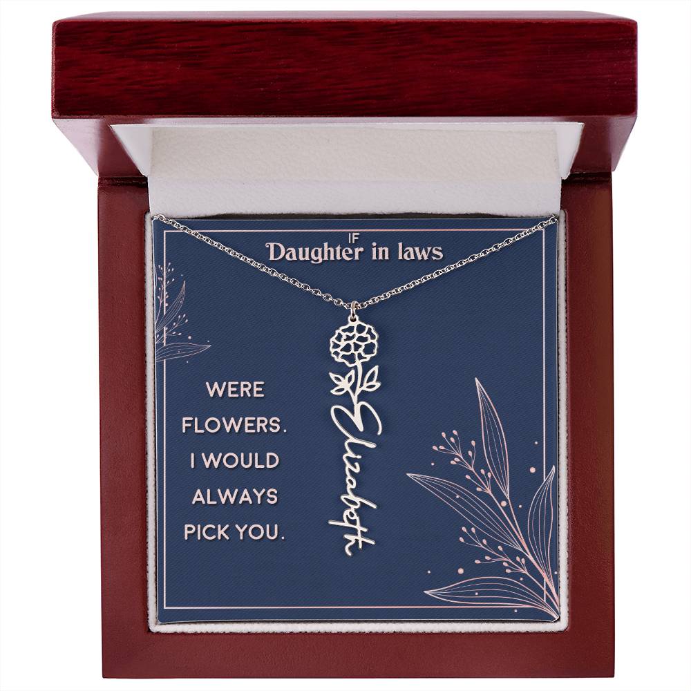 Flower Name Necklace Daughter In-Law