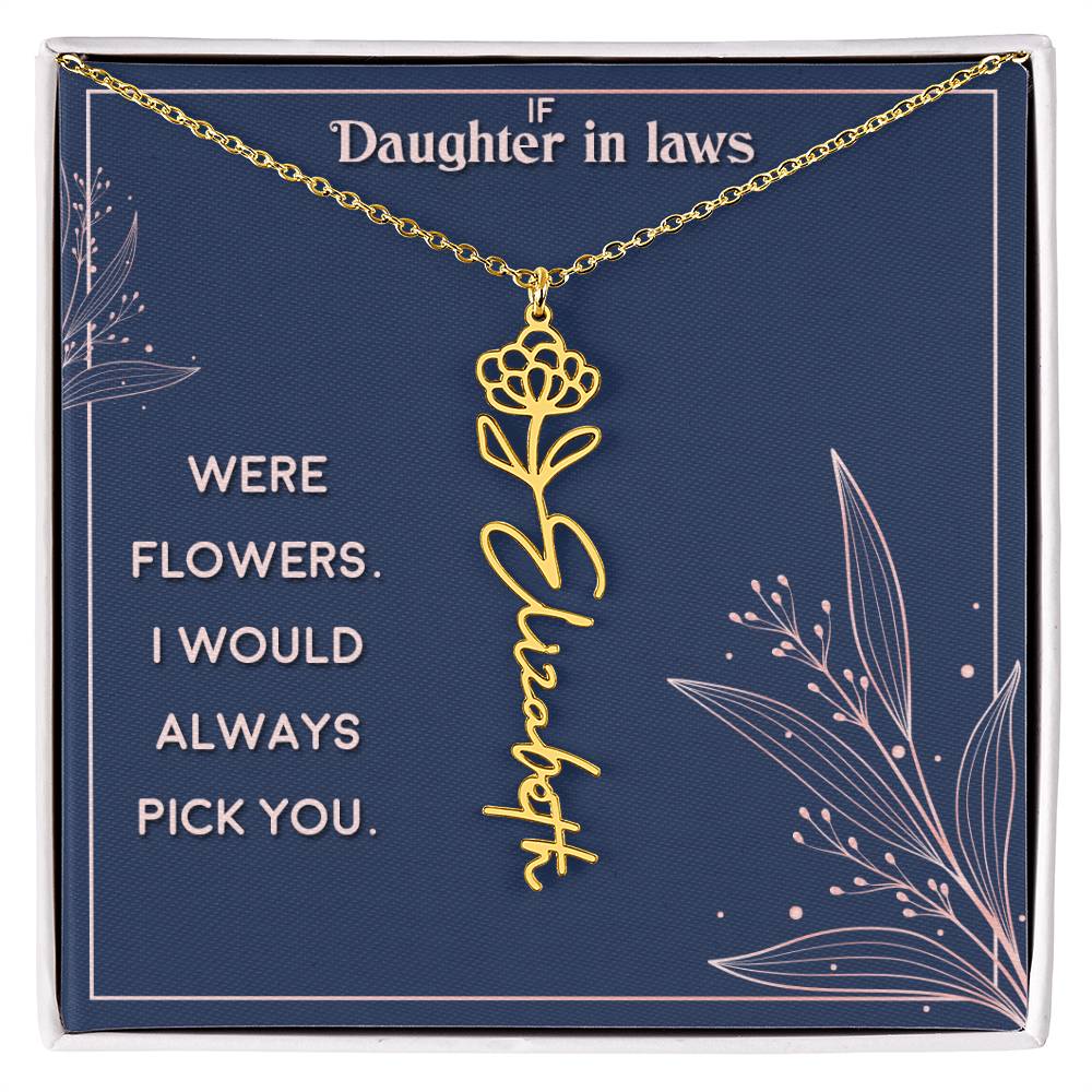 Flower Name Necklace Daughter In-Law