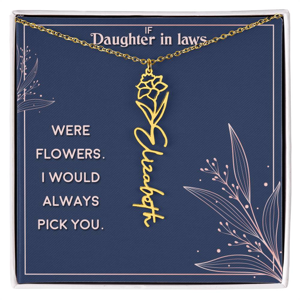 Flower Name Necklace Daughter In-Law