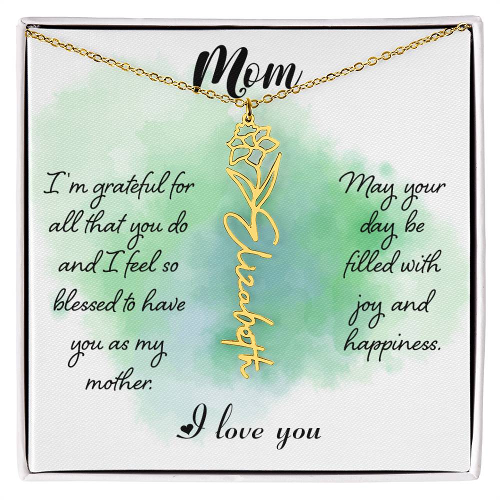 Flower Name Necklace - Mom