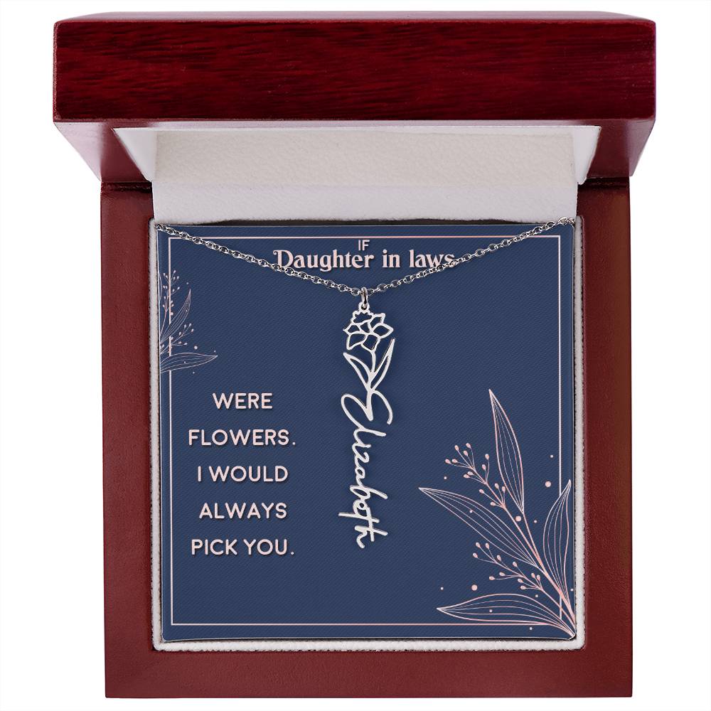 Flower Name Necklace Daughter In-Law