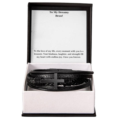 Men's Cross Leather Bracelet